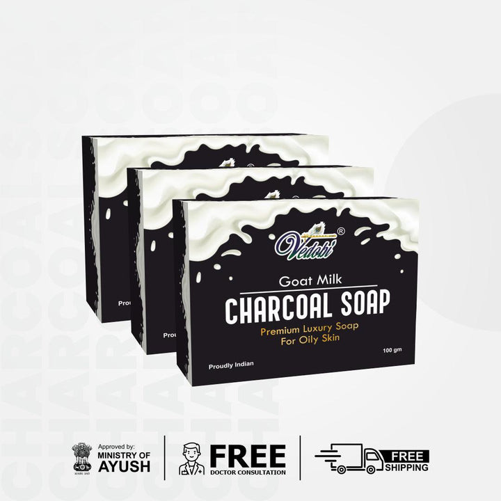 Payas-Goat milk Charcoal Soap for Oily Skin (Pack of 3) - myvedobiindia