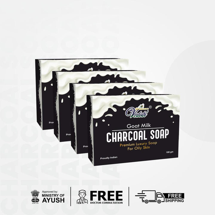 Payas-Goat milk Charcoal Soap for Oily Skin (Pack of 4) - myvedobiindia