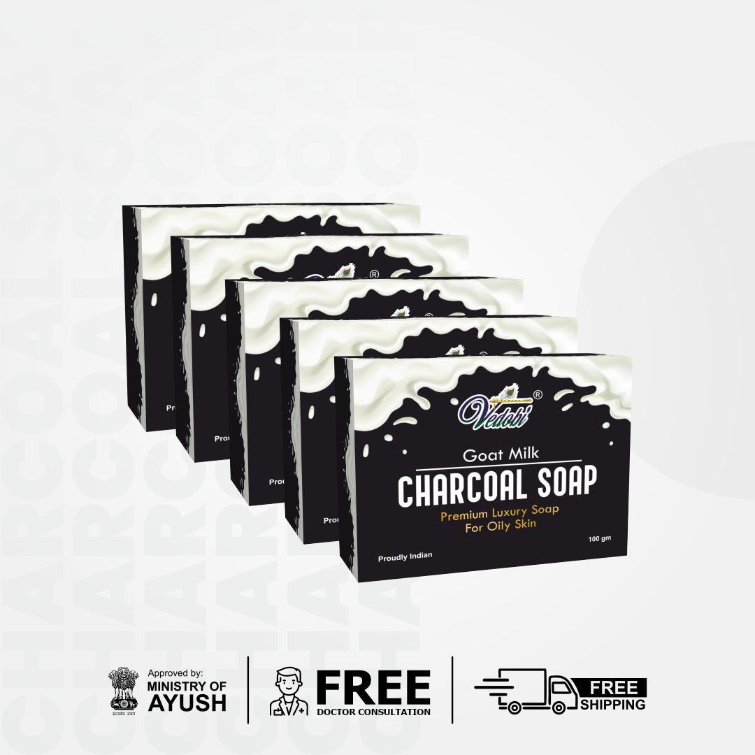 Payas-Goat milk Charcoal Soap for Oily Skin (Pack of 5) - myvedobiindia